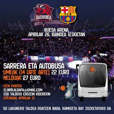 Baskonia-Barça partidara joateko autobusa