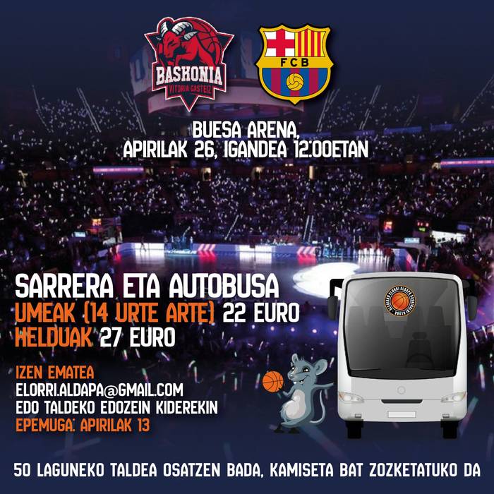 Baskonia-Barça partidara joateko autobusa