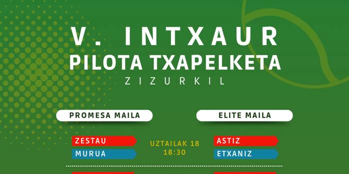 Hiru herritarrek parte hartuko dute V. Intxaur Pilota Txapelketan