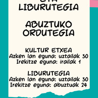 Kultur etxeko eta liburutegiko abuztuko ordutegiak