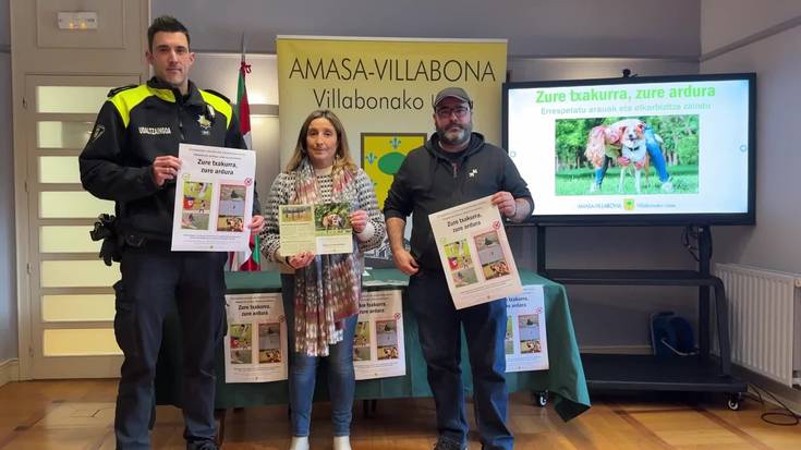 Txakur jabeei zuzendutako sentsibilizazio kanpaina abiarazi du Amasa-Villabonako udalak
