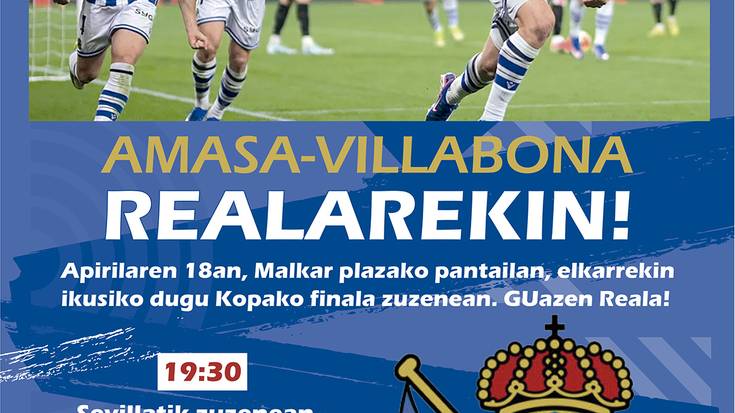 Realaren partida zuzenean Malkar plazako pantaila handian ikusteko aukera