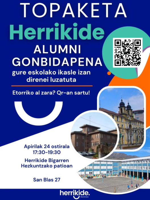 Herrikide ikastetxeak ikasle ohien topaketa berezia antolatu du apirilaren 24rako