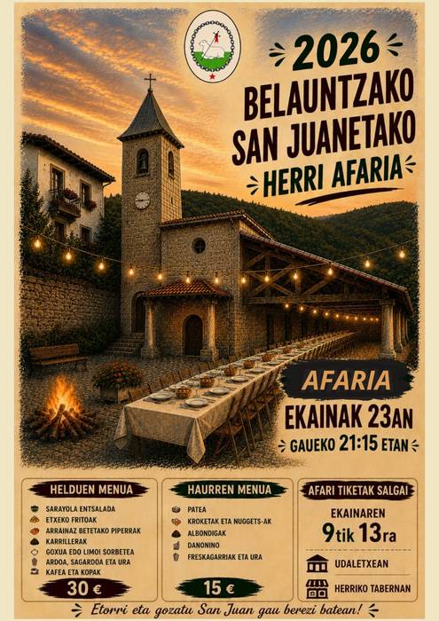 Belauntzako sanjoanetako herri afaria