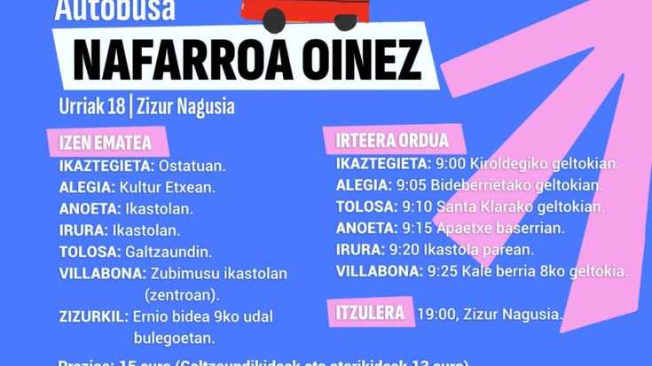 Nafarroa Oinezera joateko autobusak antolatu ditu Galtzaundik