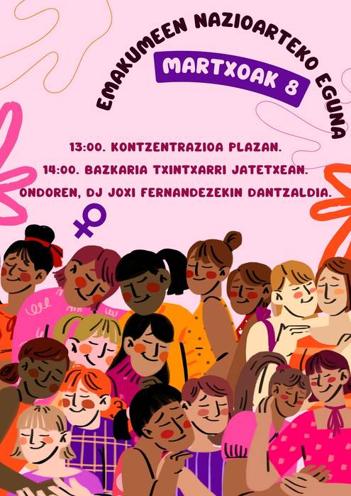 Martxoaren 8an Emakumeen Nazioarteko Eguna ospatuko da