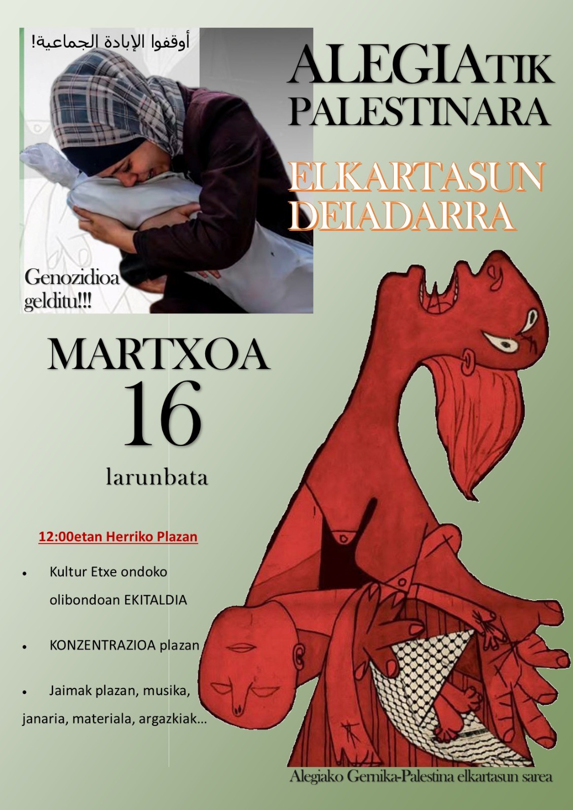 Alegiatik Palestinara elkartasun deiadarra