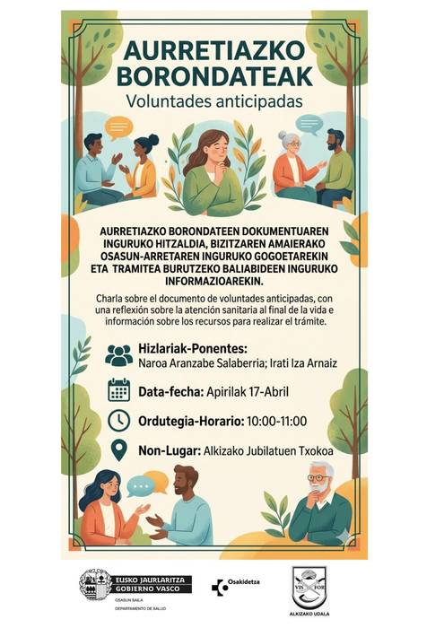 "Aurretiazko borondateak" hitzaldia