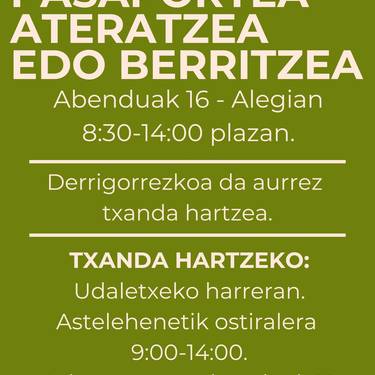 NANa eta pasaportea atera edo berritzeko aukera