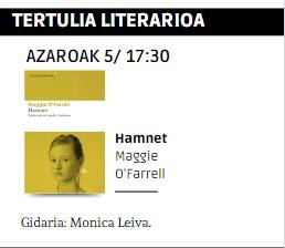 Tertutlia literarioa Hamnet