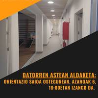 Gimnasioko orientazio saioa ostegunean 18:00etan