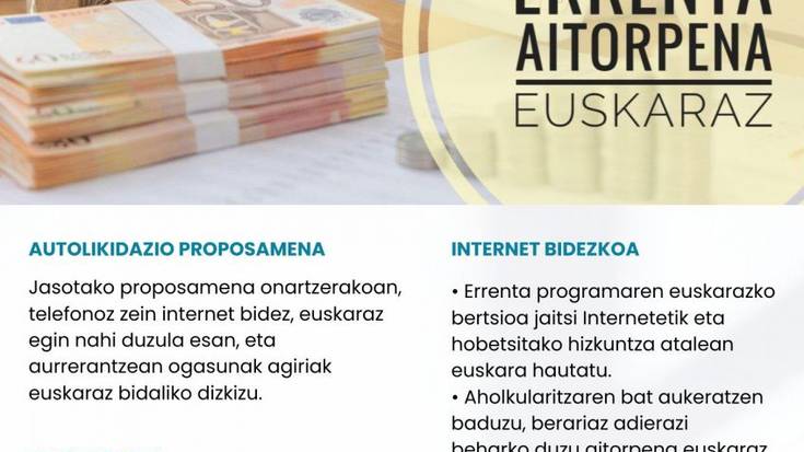 Errenta-aitorpena euskaraz egiteko deia zabaldu du Tolosako Udalak