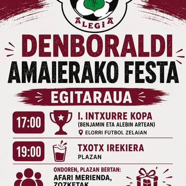 Maiatzaren 30ean Intxurre futbol taldeak denboraldi amaierako festa ospatuko du