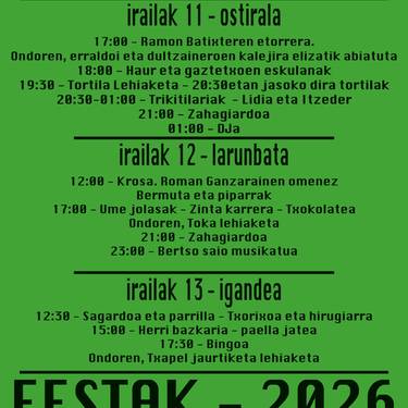 Ostiraletik igandera ospatuko dira Kalebeherako festak