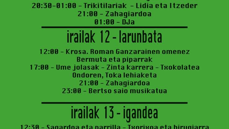 Ostiraletik igandera ospatuko dira Kalebeherako festak
