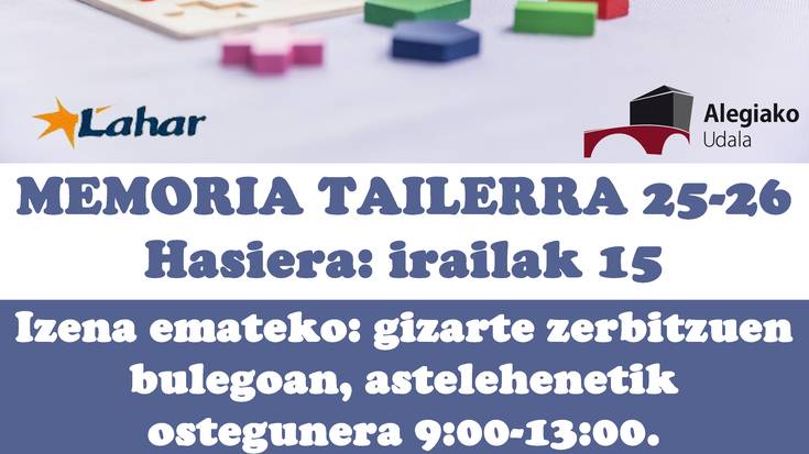 Adinekoentzako memoria tailerreko saioak