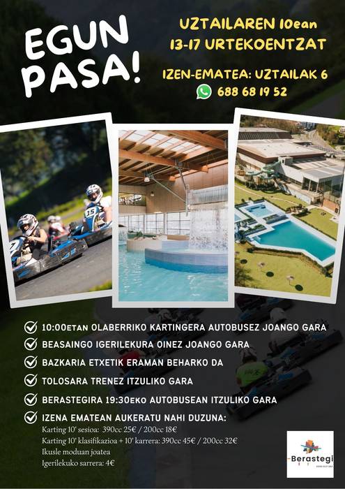 Egun pasa Olaberriako kartingera eta Beasaingo igerilekura