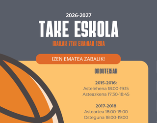 TAKE Eskolan izena emateko aukera zabalik dago