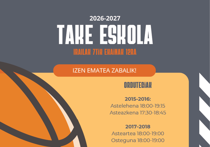 TAKE Eskolan izena emateko aukera zabalik dago