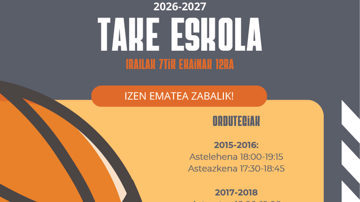 TAKE Eskolan izena emateko aukera zabalik dago