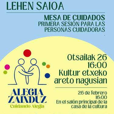 Zaintzaileei zuzenduriko lehen saioa egingo du Alegia Zainduzek otsailaren 26an