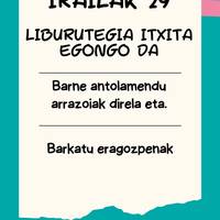 Irailaren 26an eta 29an liburutegia itxita