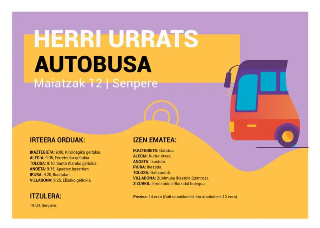 Etorri Herri Urratsera autobusez Tolosaldetik