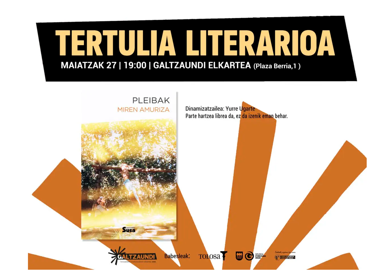 Miren Amurizaren ‘Pleibak’ liburua irakurgai, maiatzeko saioan