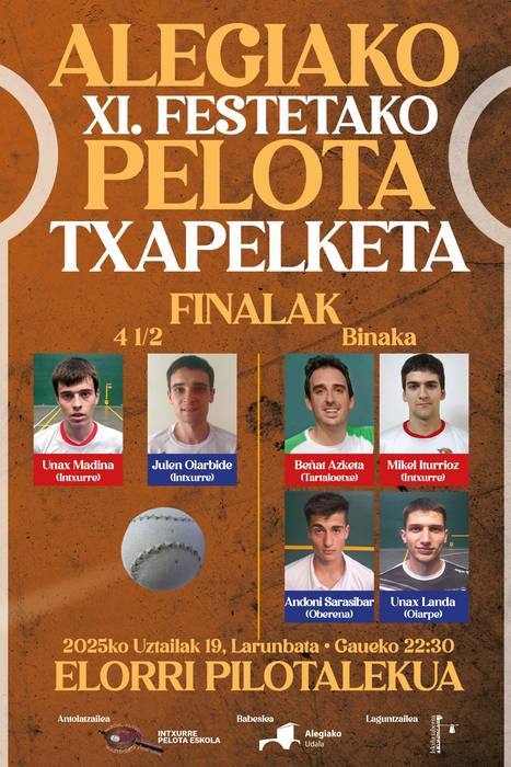 XI. Alegiako Festetako Pilota Txapelketako finalak