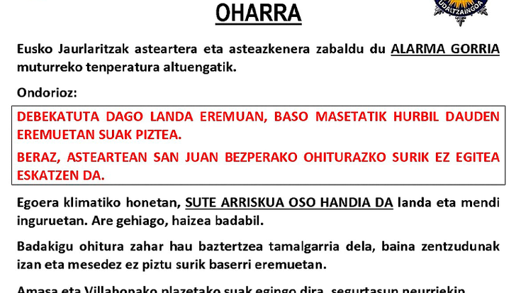 Amasa-Villabonako landa eremuetan  ezingo da San Juan Surik piztu