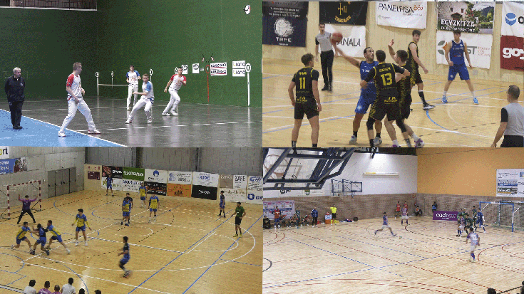 Pilota, saskibaloia, areto futbola eta eskubaloia aukeran