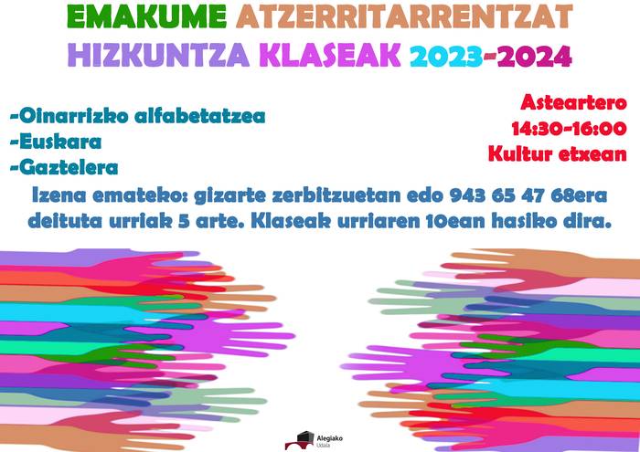 Emakume atzerritarrentzat euskara eta gaztelera klaseak