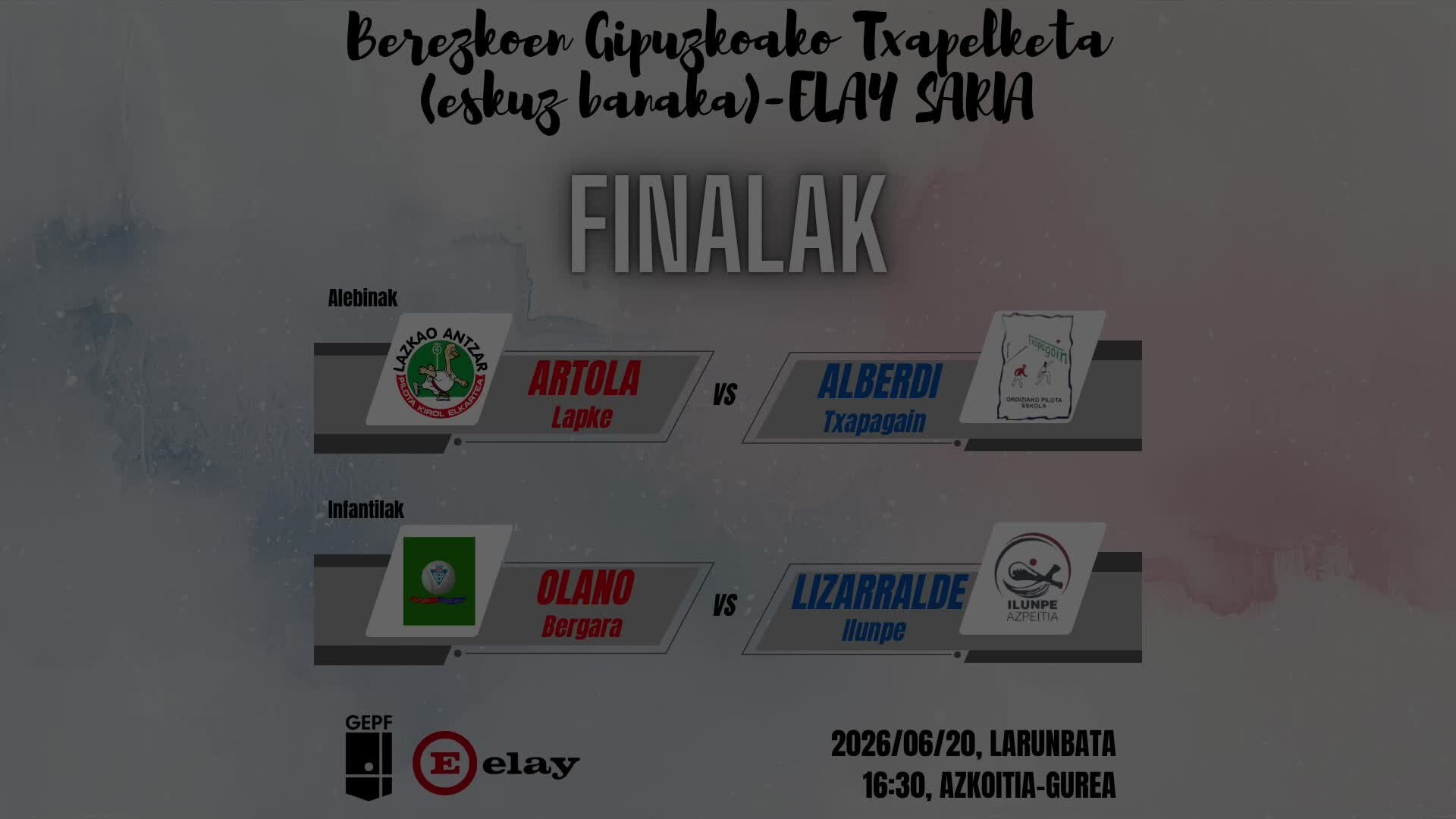 Berezkoen Gipuzkoako Txapelketa -Eskuz Banaka - Elay Saria