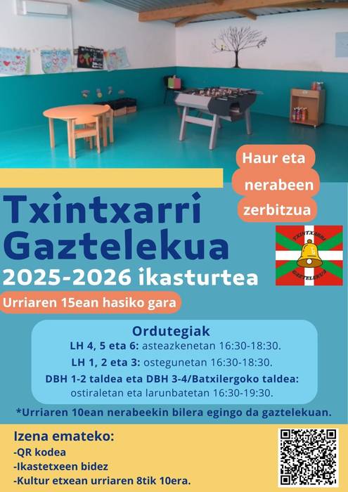 Txintxarri gaztelekuak ikasturte berrirako izena ematea