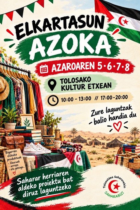Elkartasun Azoka - Saharar herriaren aldeko proiektu bat diruz laguntzeko
