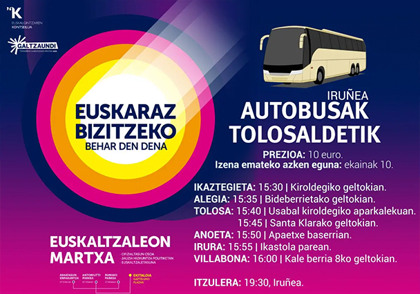 Iruñara autobusez joateko aukera Tolosaldetik
