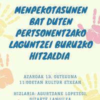 Menpekotasunen bat duten pertsonei laguntzeko buruzko hitzaldia