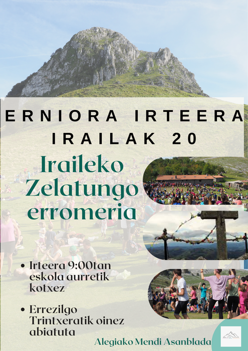 Mendi Asanbladak Erniora eta Zelatungo erromeriara irteera egingo du irailaren 20an