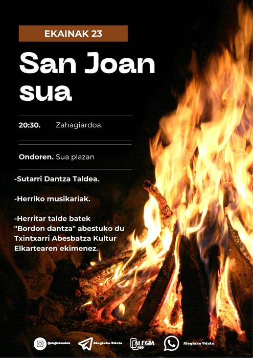 Ekainaren 23an San Joan sua piztuko da plazan