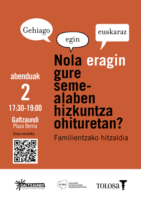 Nola eragin gure seme-alaben hizkuntza ohituretan? - Familientzat hitzaldia