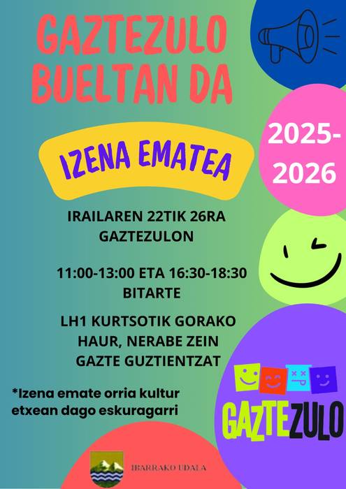 Gaztezulon izena emateko epea 2025-2026 ikasturterako