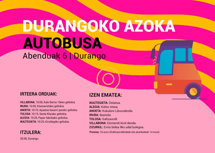 Joan Durangoko azokara autobusez Tolosaldetik