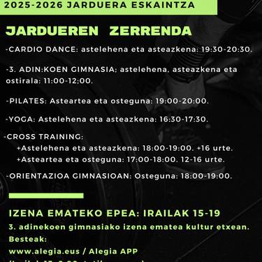 Alegiako kultur etxeko jarduera eskaintza