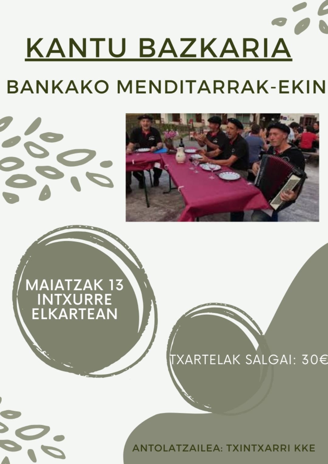 Kantu bazkaria Bankako Menditarrak taldearekin