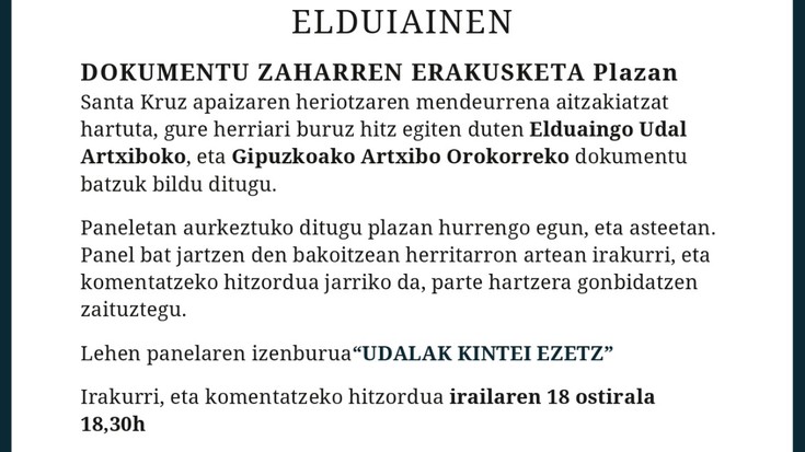 Dokumentu Zaharren erakusketa plazan