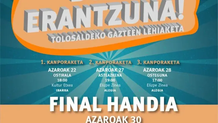 BOTA ERANTZUNA! gazteen lehiaketa egingo da Tolosaldean