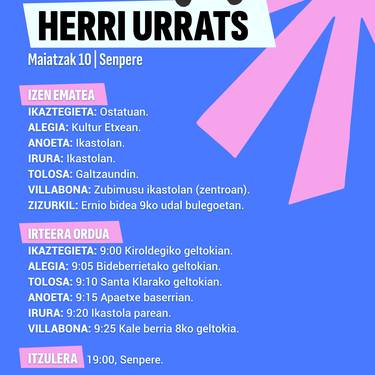 Maiatzaren 10ean egingo den Herri Urratsera joateko autobusa