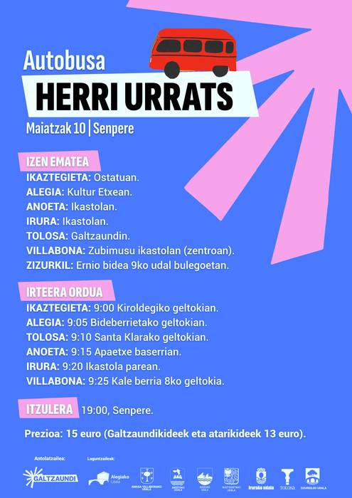 Maiatzaren 10ean egingo den Herri Urratsera joateko autobusa