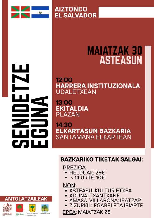 Senidetze Eguna ospatuko dugu larunbatean Asteasun