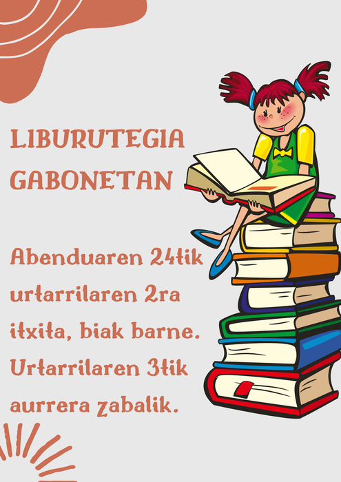 Liburutegia itxita egongo da abenduaren 24tik urtarrilaren 2ra, biak barne